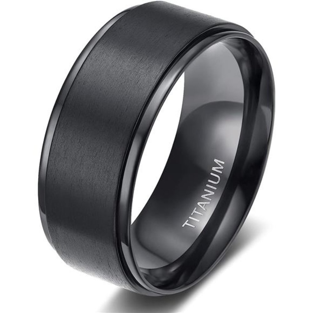 8mm 10mm Matte Black Titanium Rings Wedding Band Comfort Casual Fit Men Women